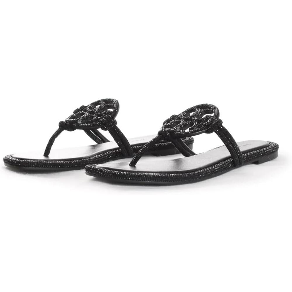 NWT Tory Burch Women's MILLER KNOTTED PAVE, Perfect Black, 7 Medium US